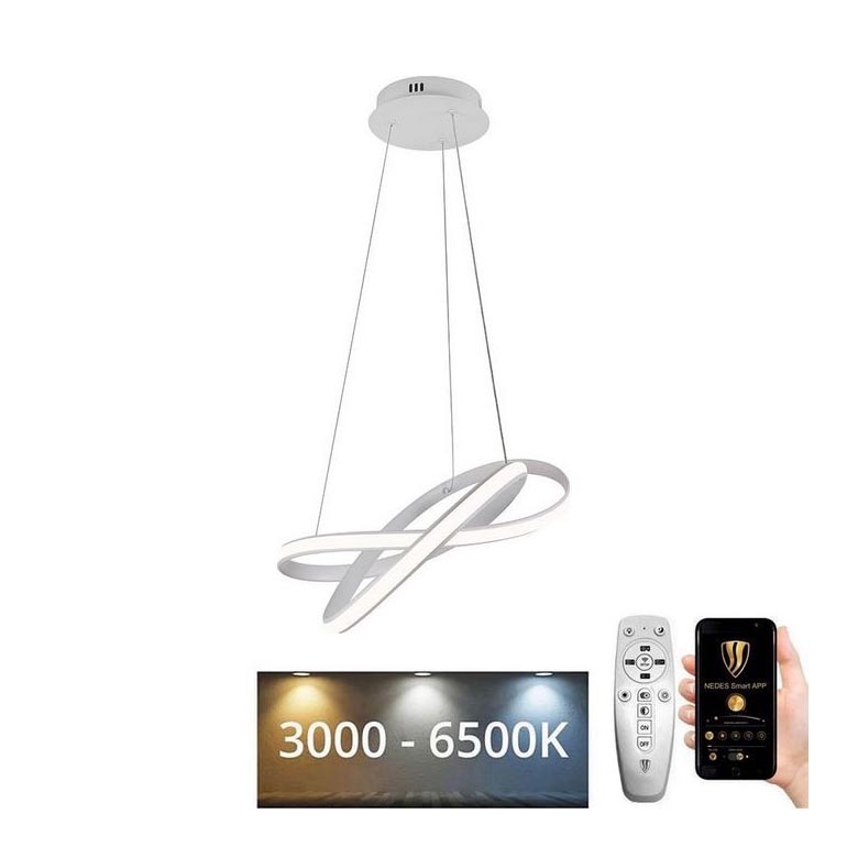 LED pendel dæmpbar LED/70W/230V 3000-6500K diameter 55 cm hvid + fjernbetjening