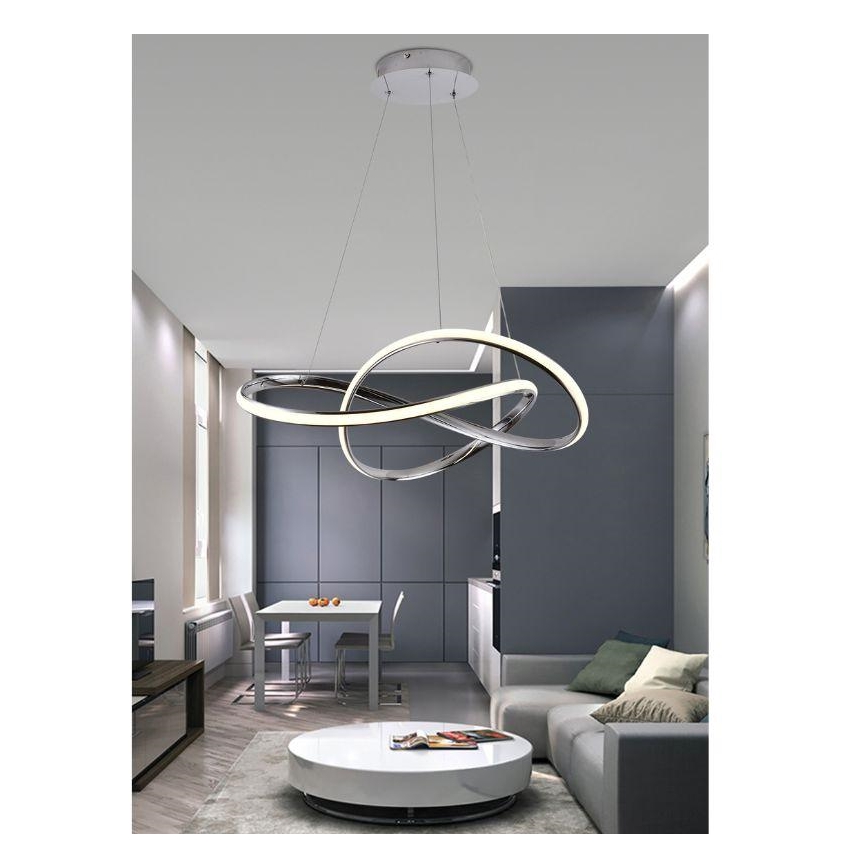 LED pendel dæmpbar LED/70W/230V 3000-6500K skinnende krom + fjernbetjening