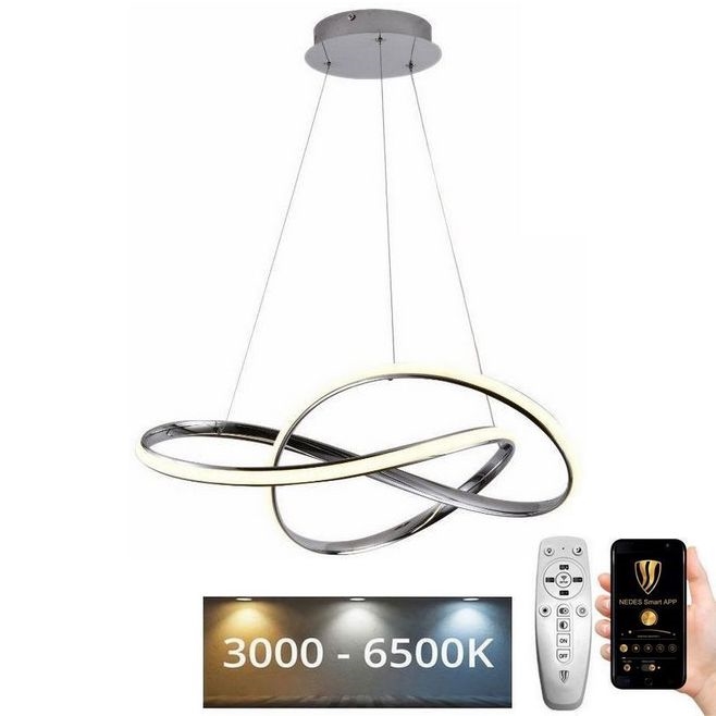 LED pendel dæmpbar LED/70W/230V 3000-6500K skinnende krom + fjernbetjening