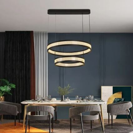 LED pendel dæmpbar LED/70W/230V 3000-6500K diameter 60 cm sort + fjernbetjening