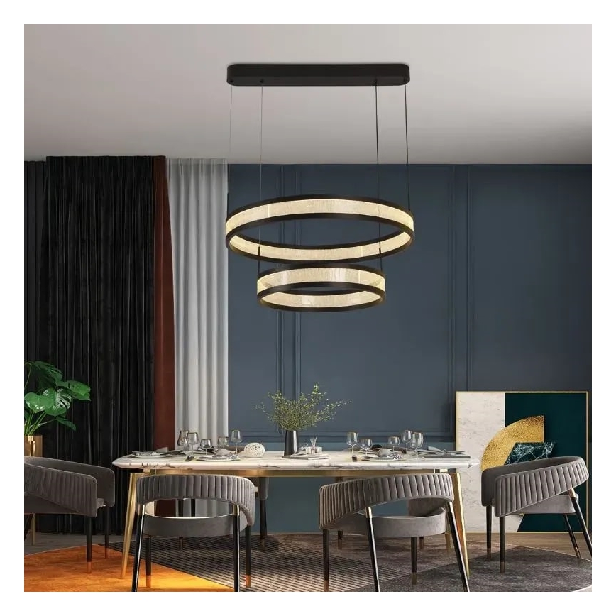 LED pendel dæmpbar LED/70W/230V 3000-6500K diameter 60 cm sort + fjernbetjening