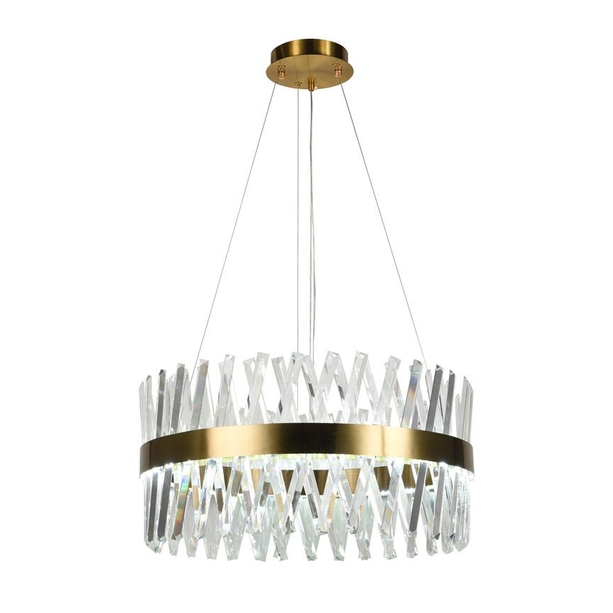 LED krystalpendel dæmpbar LED/80W/230V 3000-6500K guldfarvet + fjernbetjening