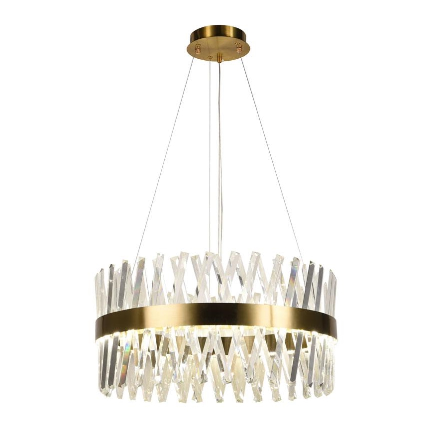 LED krystalpendel dæmpbar LED/80W/230V 3000-6500K guldfarvet + fjernbetjening