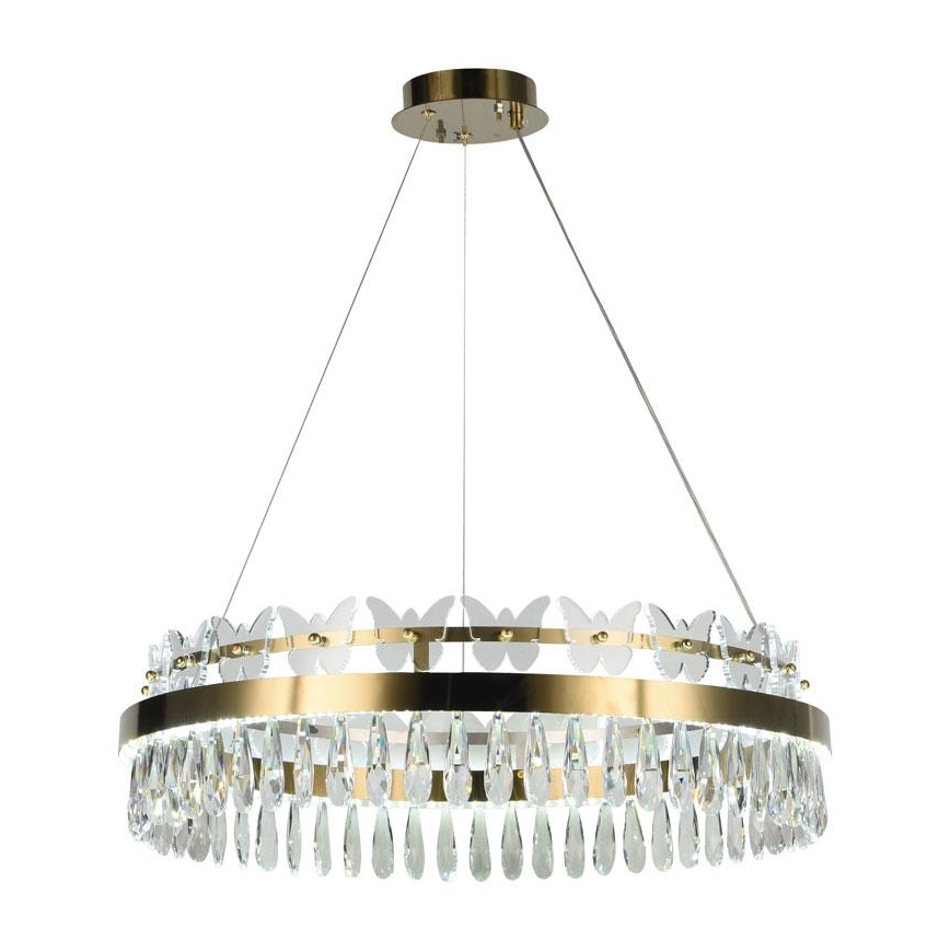 LED krystalpendel dæmpbar LED/80W/230V 3000-6500K guldfarvet + fjernbetjening