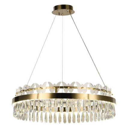 LED krystalpendel dæmpbar LED/80W/230V 3000-6500K guldfarvet + fjernbetjening