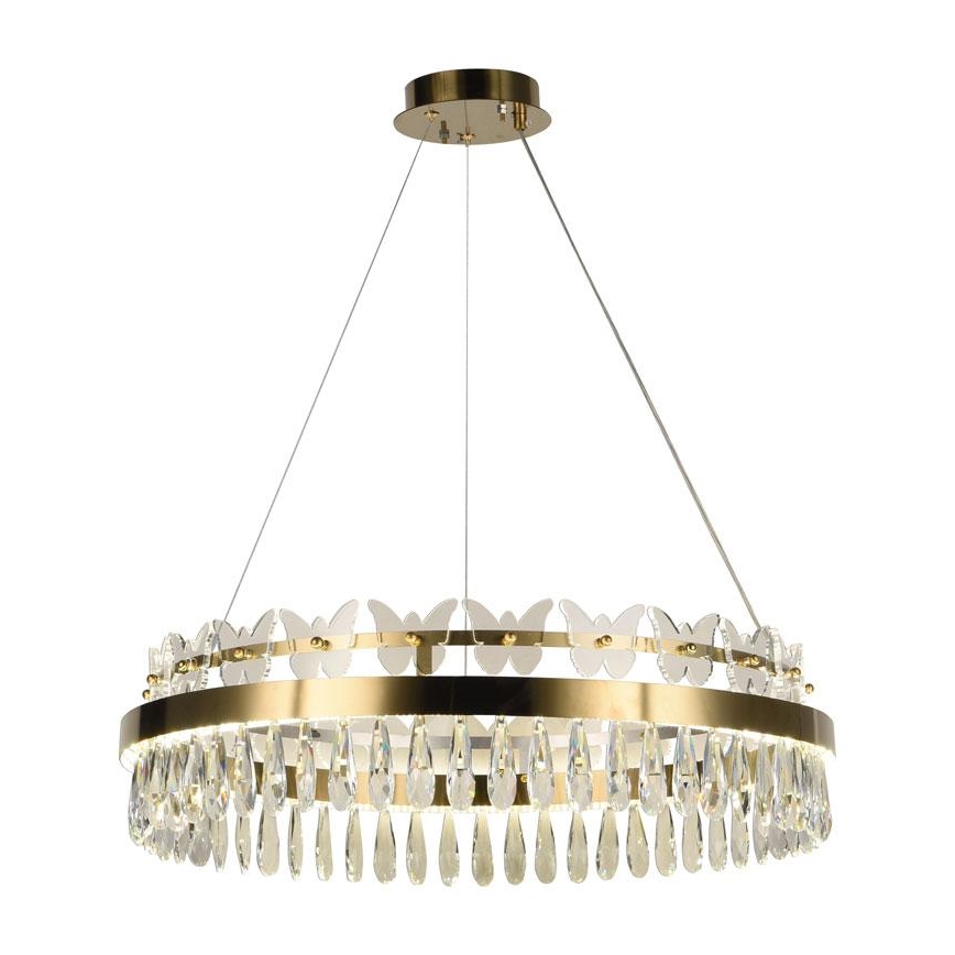 LED krystalpendel dæmpbar LED/80W/230V 3000-6500K guldfarvet + fjernbetjening