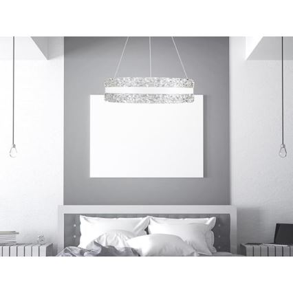LED Dæmpbar krystal pendel på snor LED/80W/230V 3000-6500K hvid + fjernbetjening