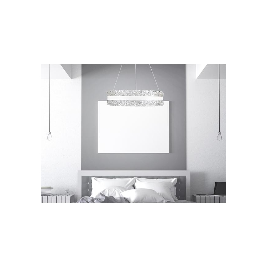 LED Dæmpbar krystal pendel på snor LED/80W/230V 3000-6500K hvid + fjernbetjening