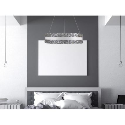 LED Dæmpbar krystal pendel på snor LED/80W/230V 3000-6500K hvid + fjernbetjening