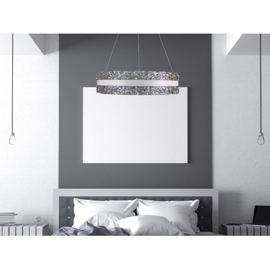 LED Dæmpbar krystal pendel på snor LED/80W/230V 3000-6500K hvid + fjernbetjening