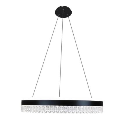 LED Dæmpbar krystal pendel på snor LED/80W/230V 3000-6500K sort + fjernbetjening