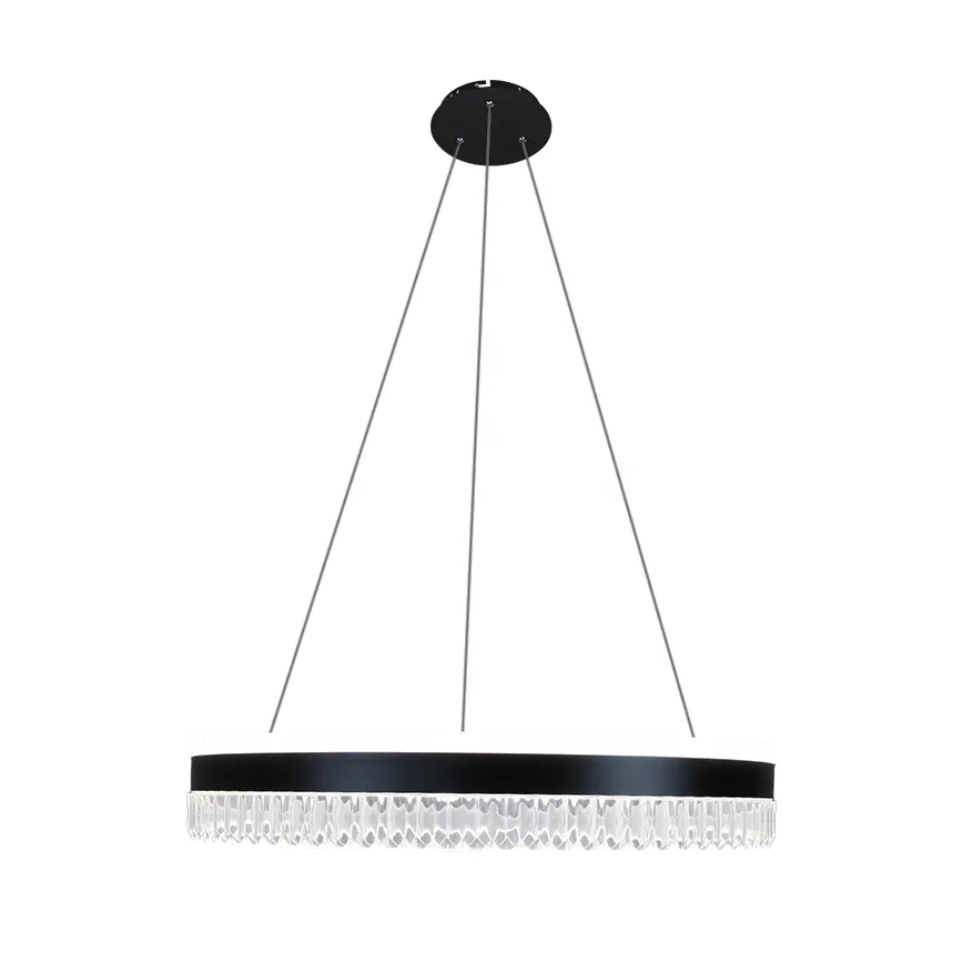LED Dæmpbar krystal pendel på snor LED/80W/230V 3000-6500K sort + fjernbetjening