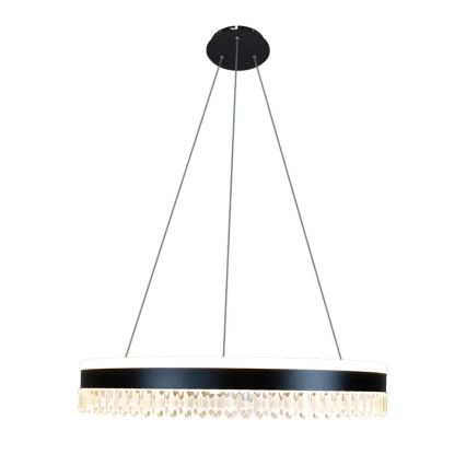 LED Dæmpbar krystal pendel på snor LED/80W/230V 3000-6500K sort + fjernbetjening