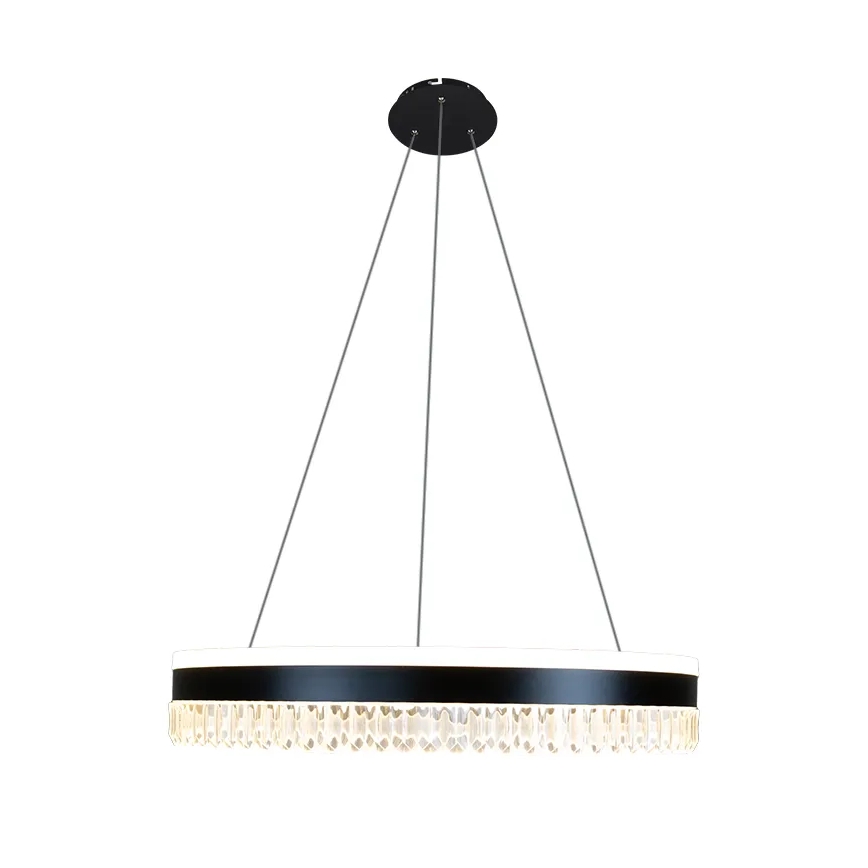 LED Dæmpbar krystal pendel på snor LED/80W/230V 3000-6500K sort + fjernbetjening
