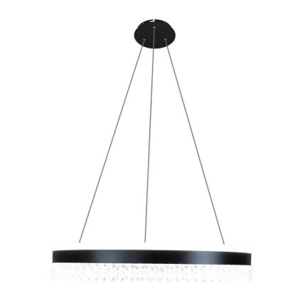 LED Dæmpbar krystal pendel på snor LED/80W/230V 3000-6500K sort + fjernbetjening