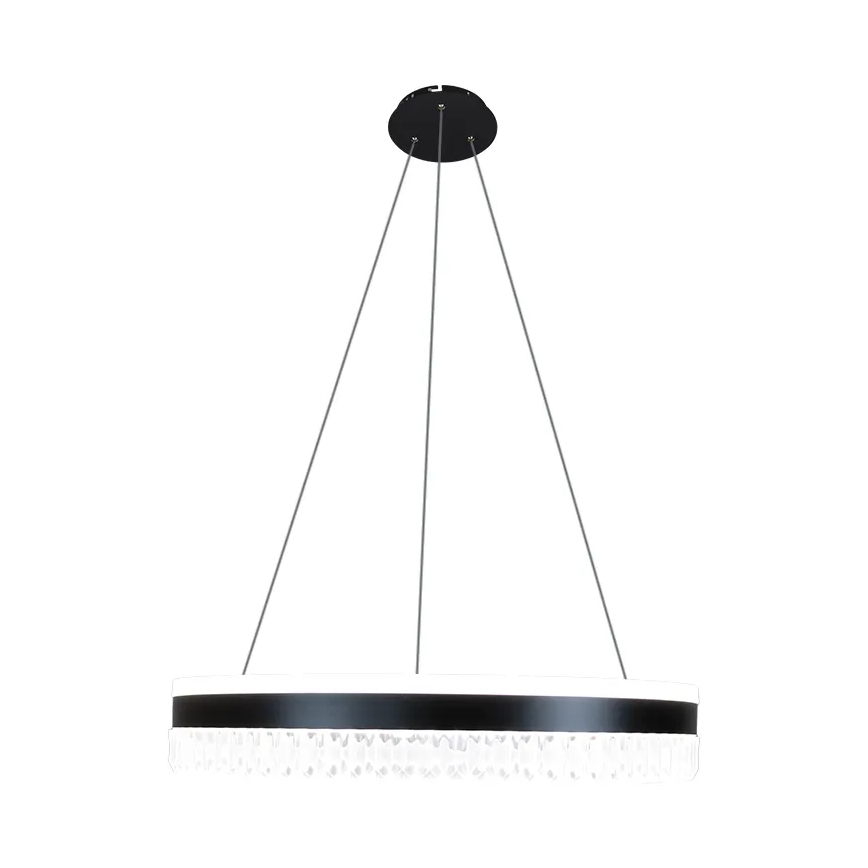LED Dæmpbar krystal pendel på snor LED/80W/230V 3000-6500K sort + fjernbetjening