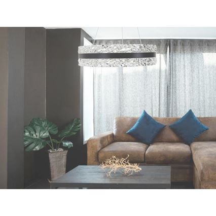 LED Dæmpbar krystal pendel på snor LED/80W/230V 3000-6500K sort + fjernbetjening