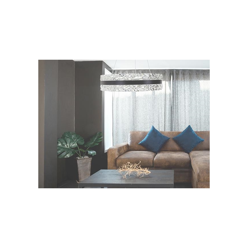 LED Dæmpbar krystal pendel på snor LED/80W/230V 3000-6500K sort + fjernbetjening