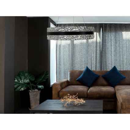 LED Dæmpbar krystal pendel på snor LED/80W/230V 3000-6500K sort + fjernbetjening