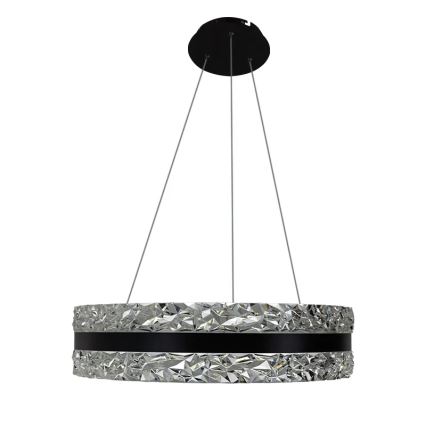 LED Dæmpbar krystal pendel på snor LED/80W/230V 3000-6500K sort + fjernbetjening