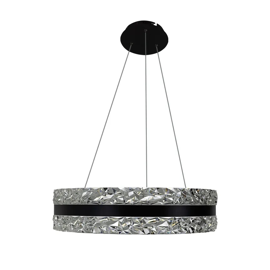 LED Dæmpbar krystal pendel på snor LED/80W/230V 3000-6500K sort + fjernbetjening