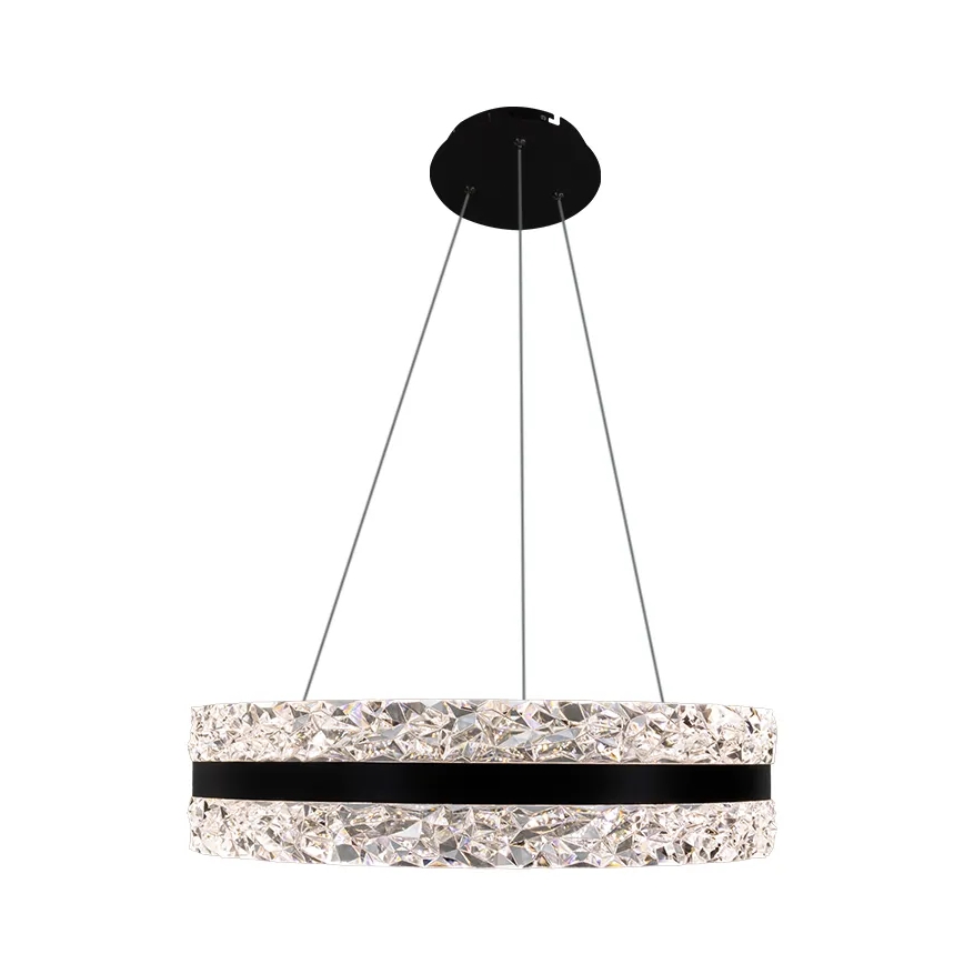 LED Dæmpbar krystal pendel på snor LED/80W/230V 3000-6500K sort + fjernbetjening