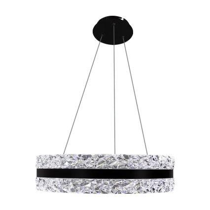 LED Dæmpbar krystal pendel på snor LED/80W/230V 3000-6500K sort + fjernbetjening