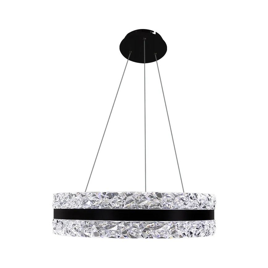 LED Dæmpbar krystal pendel på snor LED/80W/230V 3000-6500K sort + fjernbetjening