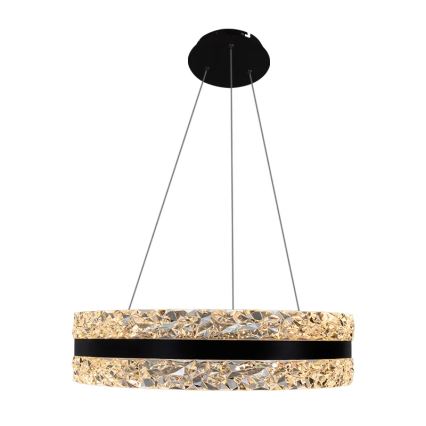 LED Dæmpbar krystal pendel på snor LED/80W/230V 3000-6500K sort + fjernbetjening