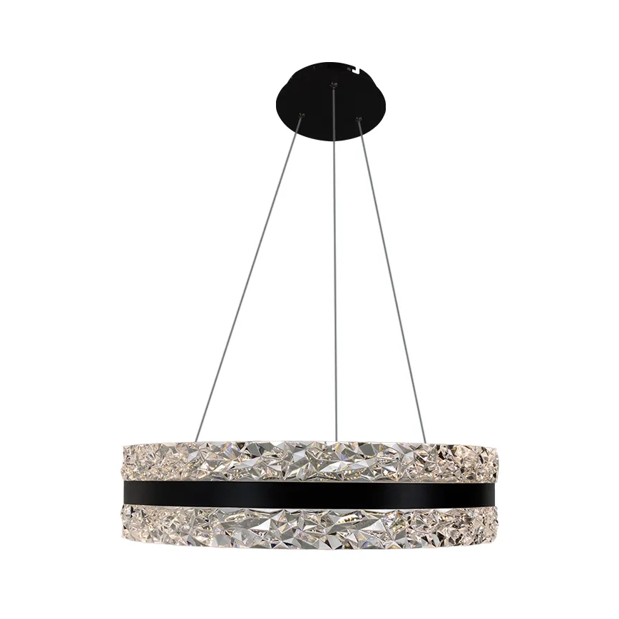 LED Dæmpbar krystal pendel på snor LED/80W/230V 3000-6500K sort + fjernbetjening