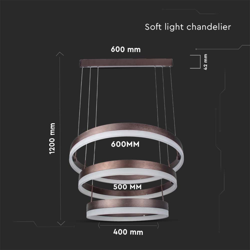 LED pendel dæmpbar LED/86W/230V 3000K brun