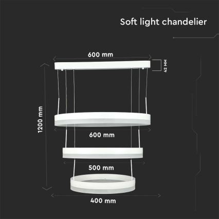LED pendel dæmpbar LED/86W/230V 3000K hvid