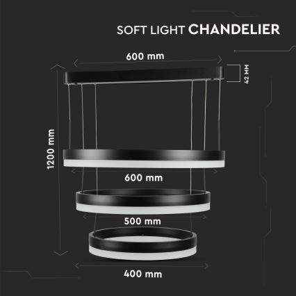 LED pendel dæmpbar LED/86W/230V 3000K sort