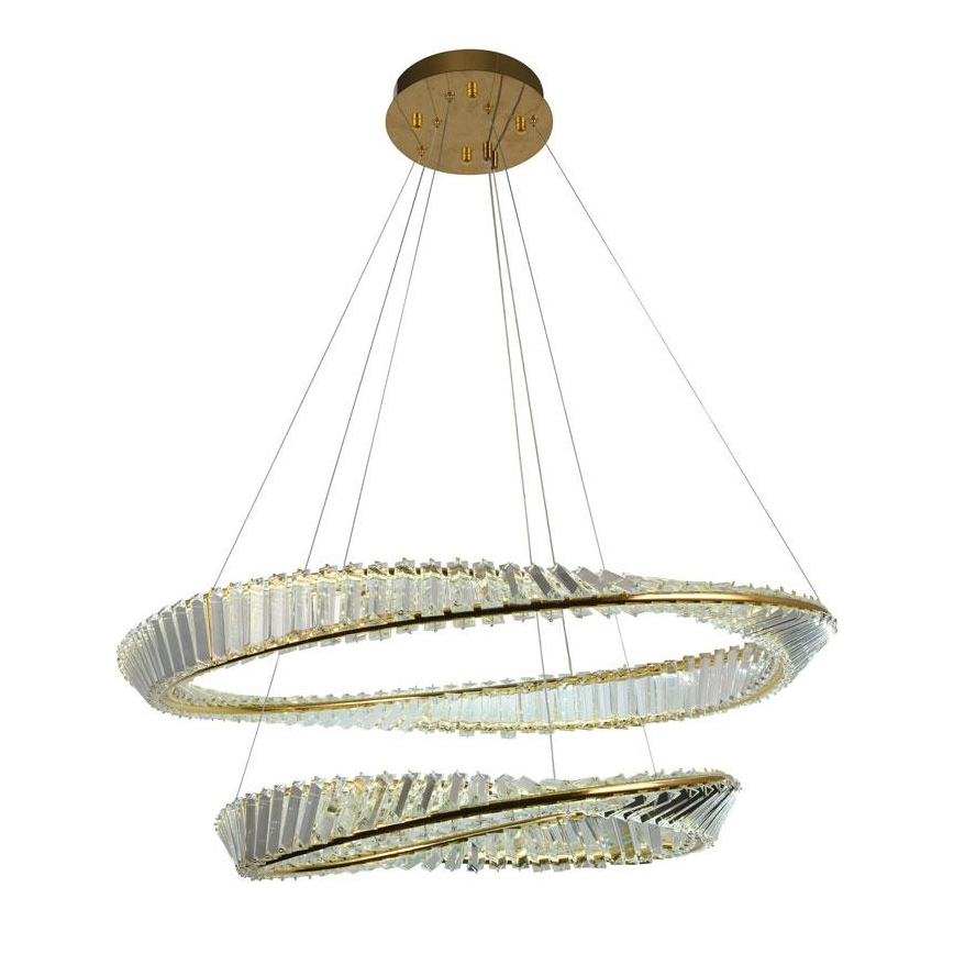 LED krystalpendel dæmpbar LED/90W/230V 3000-6500K guldfarvet/krom + fjernbetjening