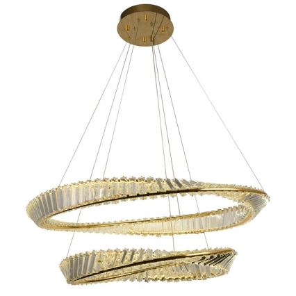 LED krystalpendel dæmpbar LED/90W/230V 3000-6500K guldfarvet/krom + fjernbetjening