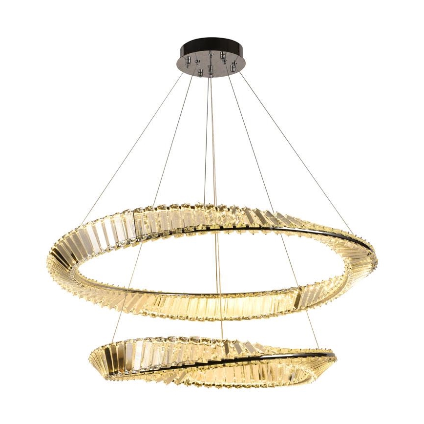 LED Krystalpendel dæmpbar LED/90W/230V 3000-6500K skinnende krom + fjernbetjening