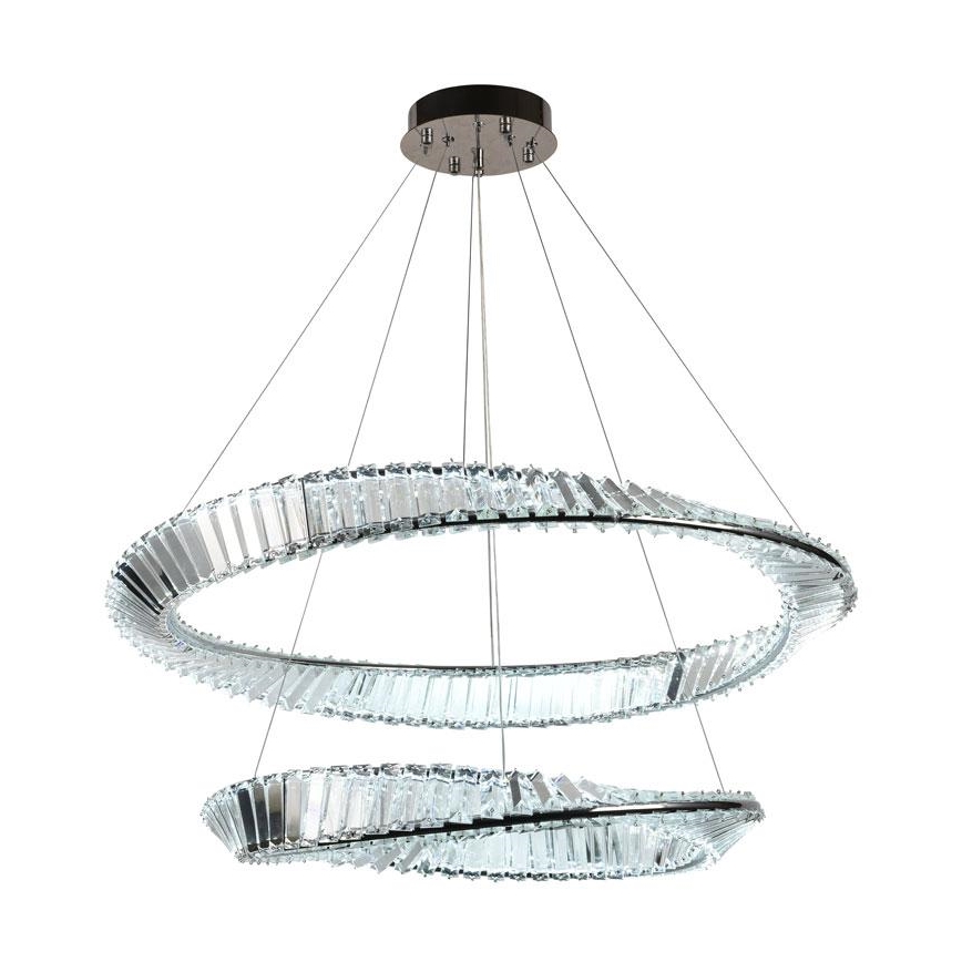LED Krystalpendel dæmpbar LED/90W/230V 3000-6500K skinnende krom + fjernbetjening