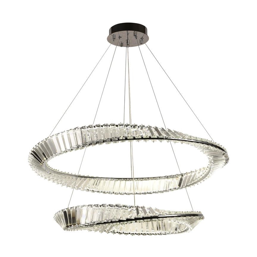 LED Krystalpendel dæmpbar LED/90W/230V 3000-6500K skinnende krom + fjernbetjening