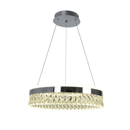 LED Krystalpendel dæmpbar LED/90W/230V 3000-6500K skinnende krom + fjernbetjening