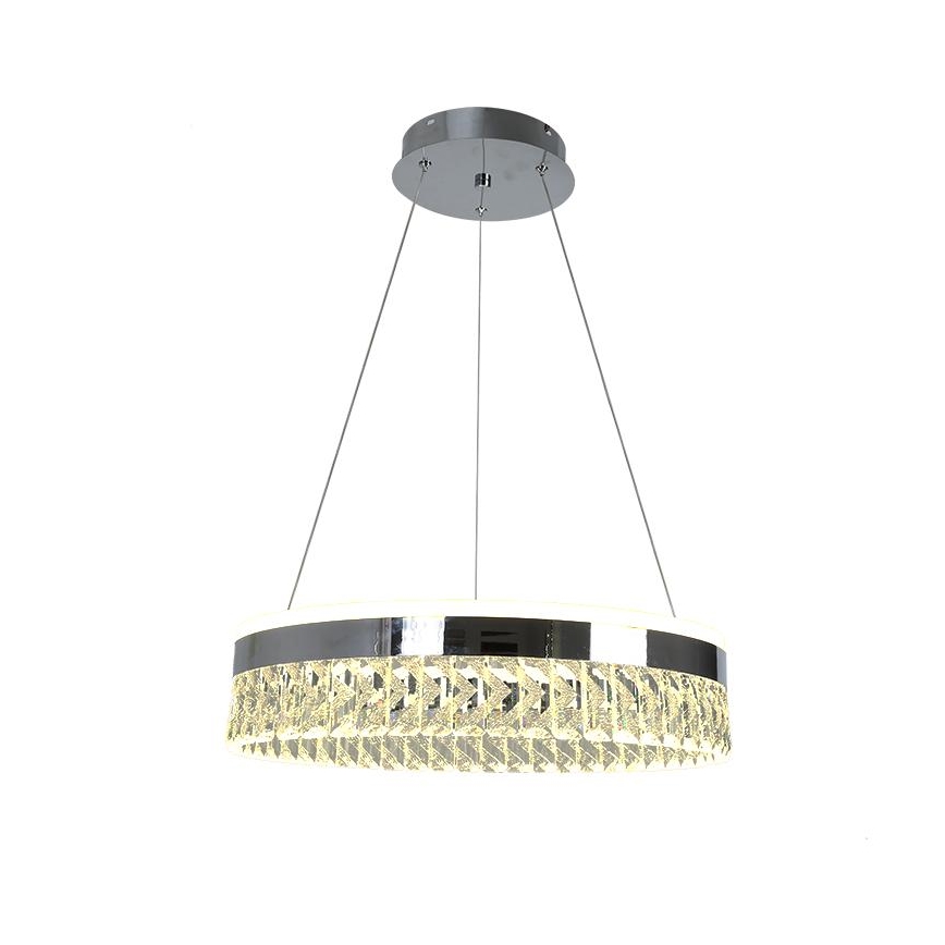 LED Krystalpendel dæmpbar LED/90W/230V 3000-6500K skinnende krom + fjernbetjening