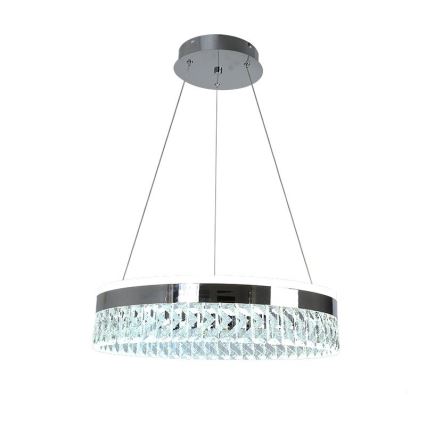 LED Krystalpendel dæmpbar LED/90W/230V 3000-6500K skinnende krom + fjernbetjening