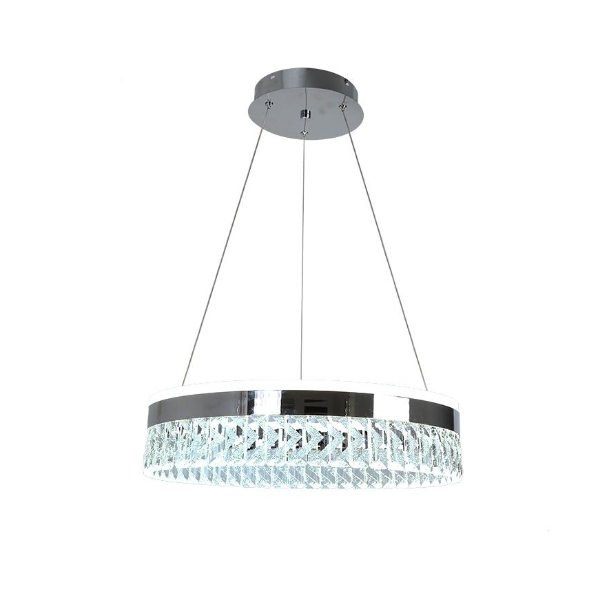 LED Krystalpendel dæmpbar LED/90W/230V 3000-6500K skinnende krom + fjernbetjening