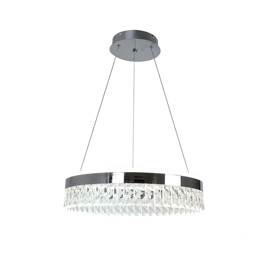 LED Krystalpendel dæmpbar LED/90W/230V 3000-6500K skinnende krom + fjernbetjening