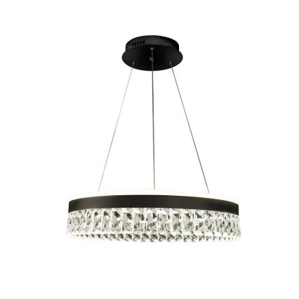 LED Dæmpbar krystal pendel på snor LED/90W/230V 3000-6500K sort + fjernbetjening