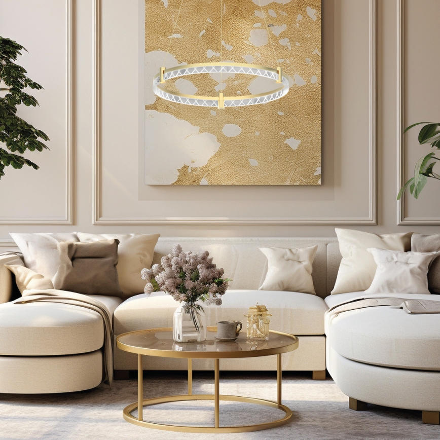 LED pendel ELEGANCE LED/36W/230V diameter 60 cm guldfarvet