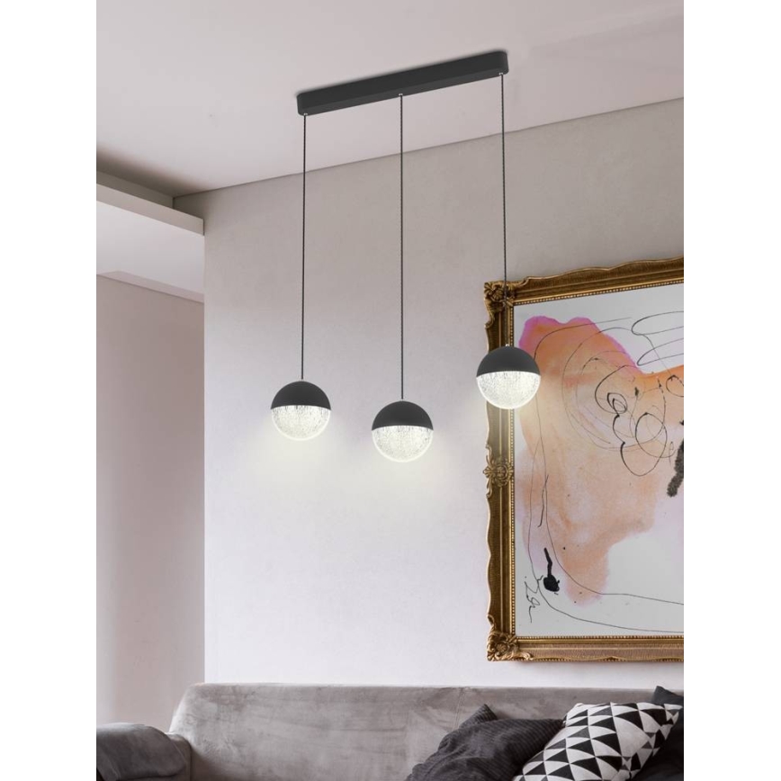 LED pendel FURNI 3xLED/5W/230V sort