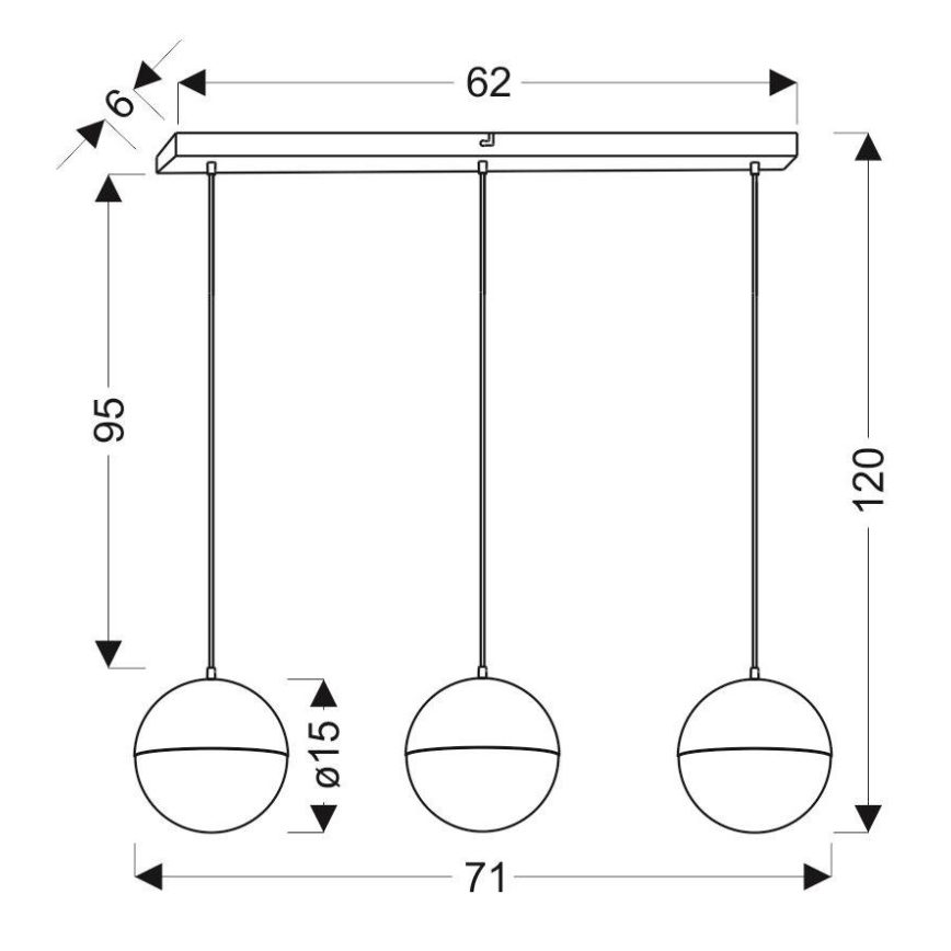 LED pendel FURNI 3xLED/5W/230V sort