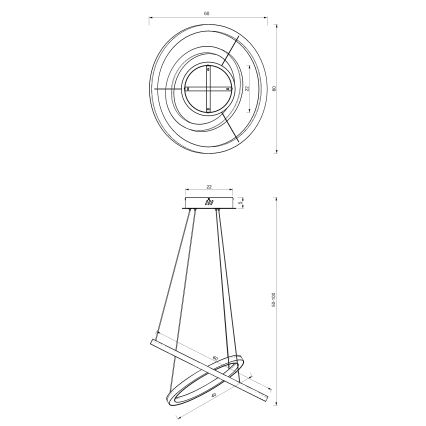 LED pendel GALAXIA LED/46W/230V guldfarvet