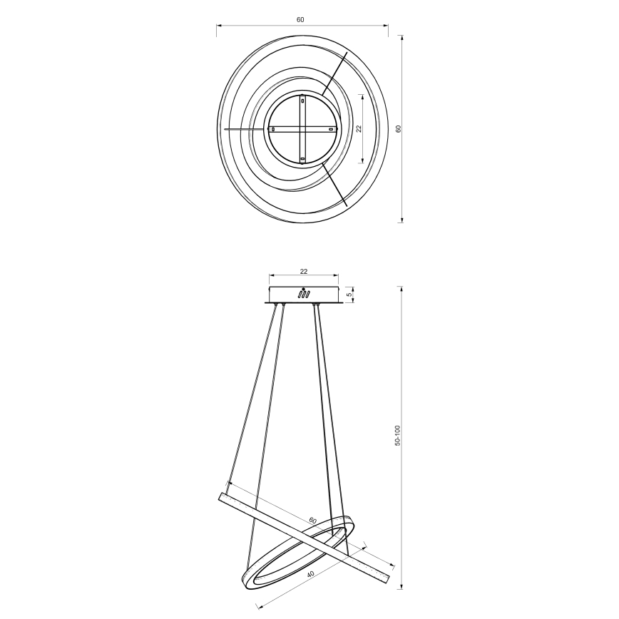 LED pendel GALAXIA LED/46W/230V guldfarvet