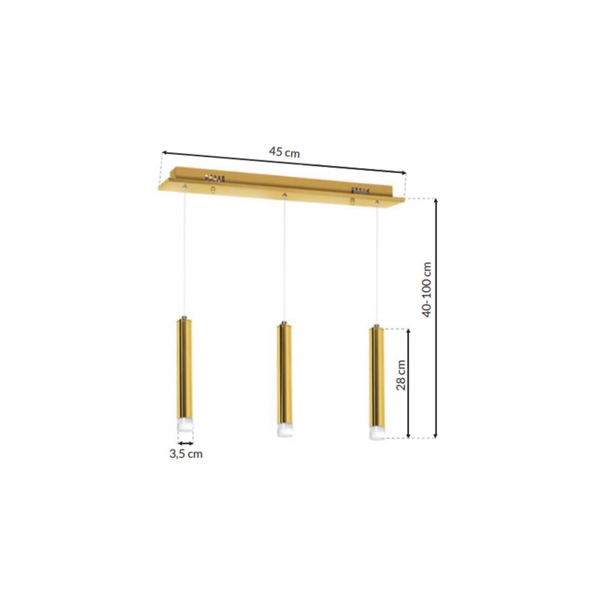 LED pendel GOLDIE 3xLED/15W/230V gylden